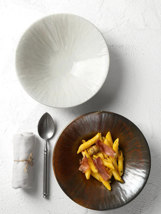 Elegant Ceramic Pasta Bowl "Waterfall"