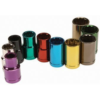 10 Pc 1/4 in. Drive Metric Color Coded Socket Set