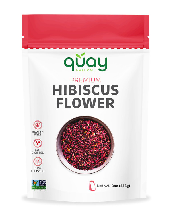 8 oz Pure & Natural Hibiscus Sabdariffa Flowers - Premium Cut & Sifted Flor de Jamaica for Teas, Smoothies & Baking - Non-GMO and Handpicked Hibiscus Blossoms