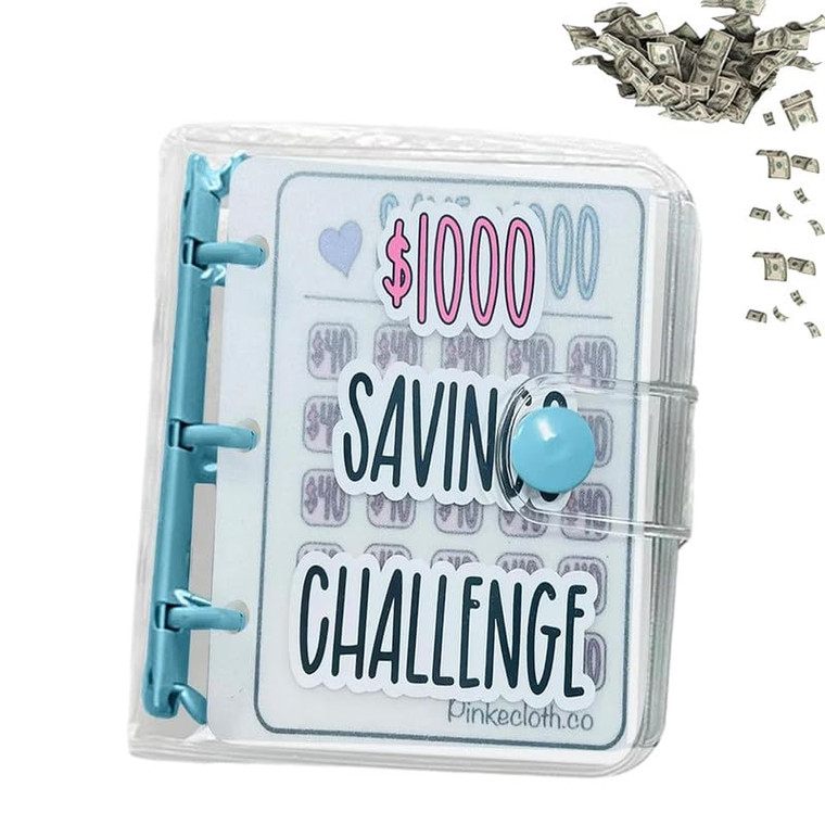 Ultimate Money-Saving Binder: Cash Envelopes + Budget Planner for 1000 Savings Challenge (Blue)