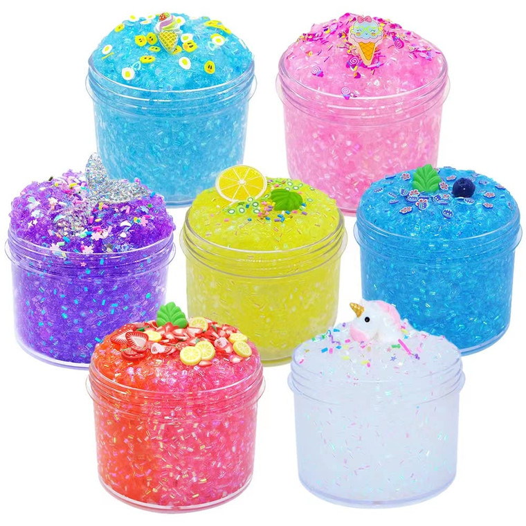 Ultimate Sparkling Slime Party Pack: 7 Glimmery Slime Kits for Girls - Unicorn, Mermaid, Strawberry Orange Leaf Flavors, Super Soft & Non-Sticky - Perfect Birthday Gift and Party Favor!