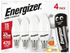 Energizer LED Candle Bulb E14 (SES) 470lm 4.9W 3000K (Warm White) Non Dimmable (Pack of 4)