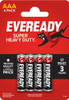 Eveready Super Heavy Duty AAA Zinc Batteries, Pack of 4