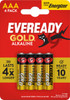 Eveready Gold AAA Alkaline Batteries, Pack of 4