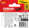 4x Eveready Gold AAA Alkaline Batteries, Pack of 8