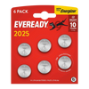 Eveready CR2025 Lithium Coin Batteries - Pack of 6