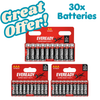 10x AA & 20x AAA Eveready Super Heavy Duty Zinc Batteries (30x Batteries)