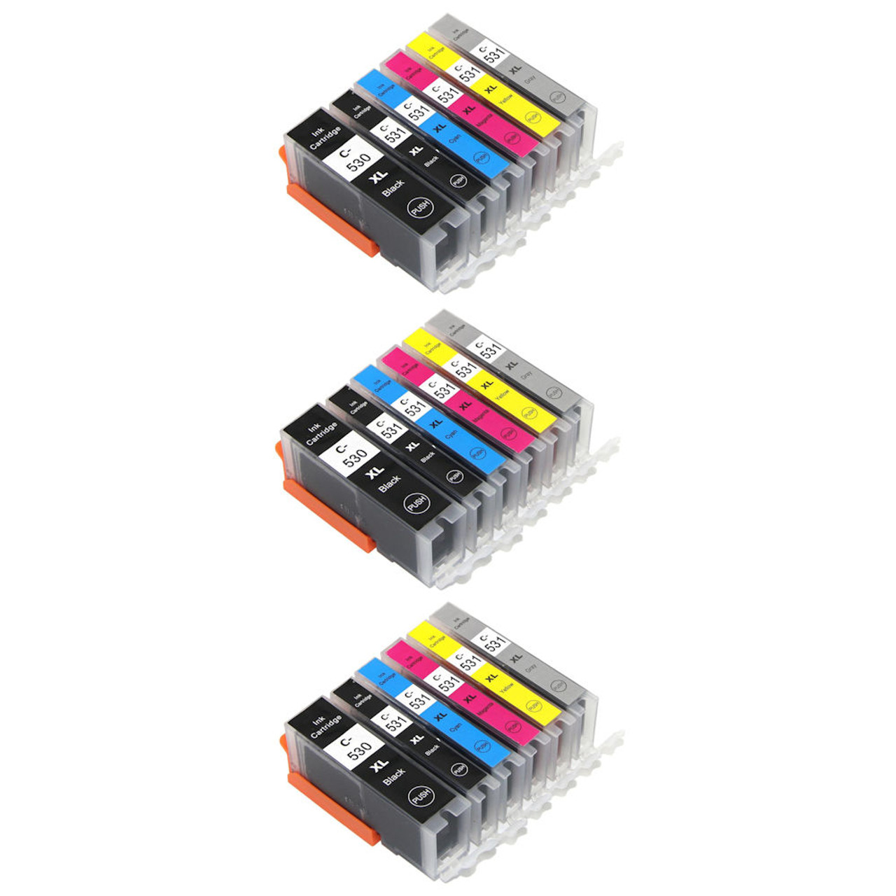 3x Canon PGI530 Black CLI531 black clayn magenta yellow grey Compatible Ink Cartridge for TS8750 TS8751 Printers 6117C001 6118C001 6119C001 6120C001 6122C001 6121C001