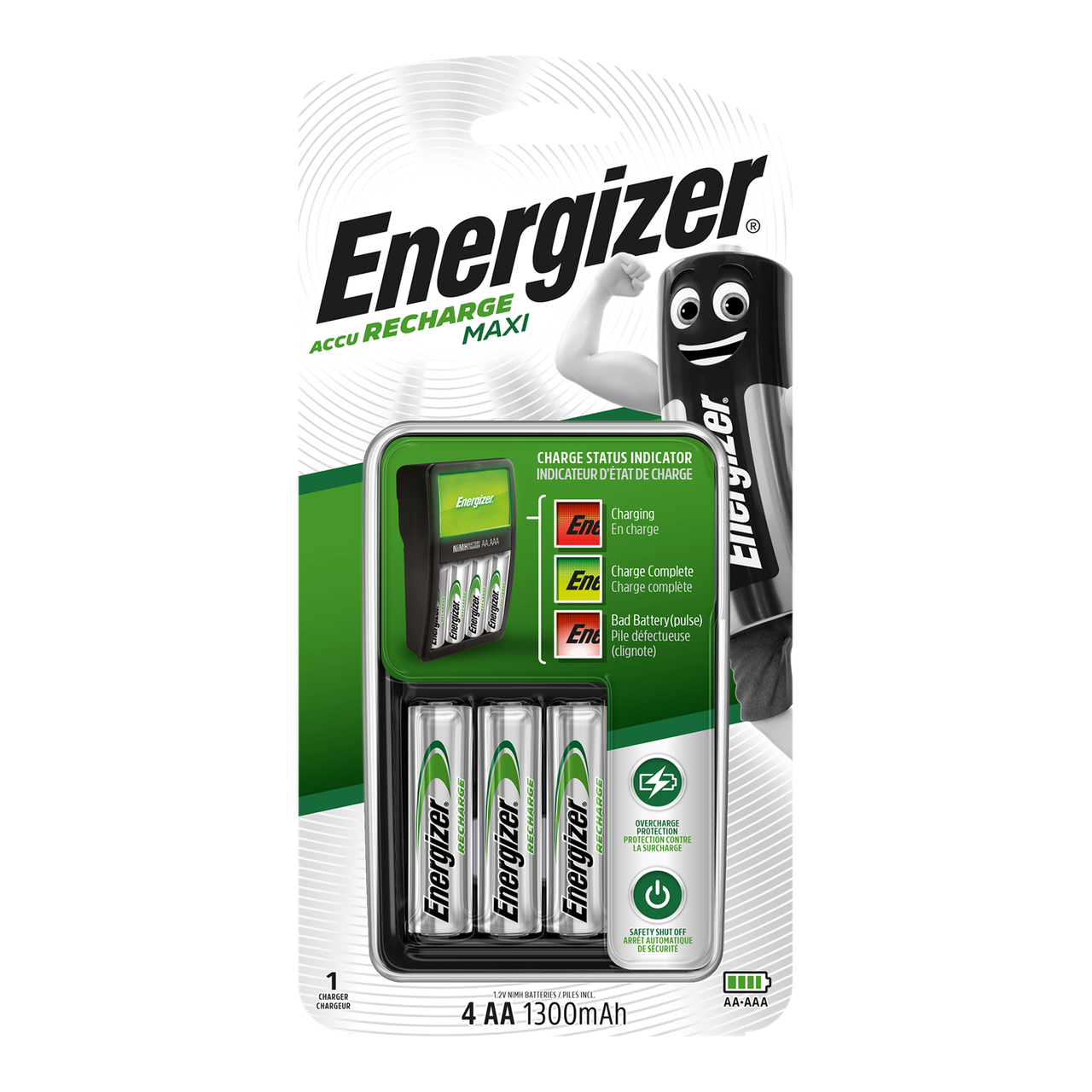 Energizer Maxi Batter Charger & 4x AA 1300mAh Batteries