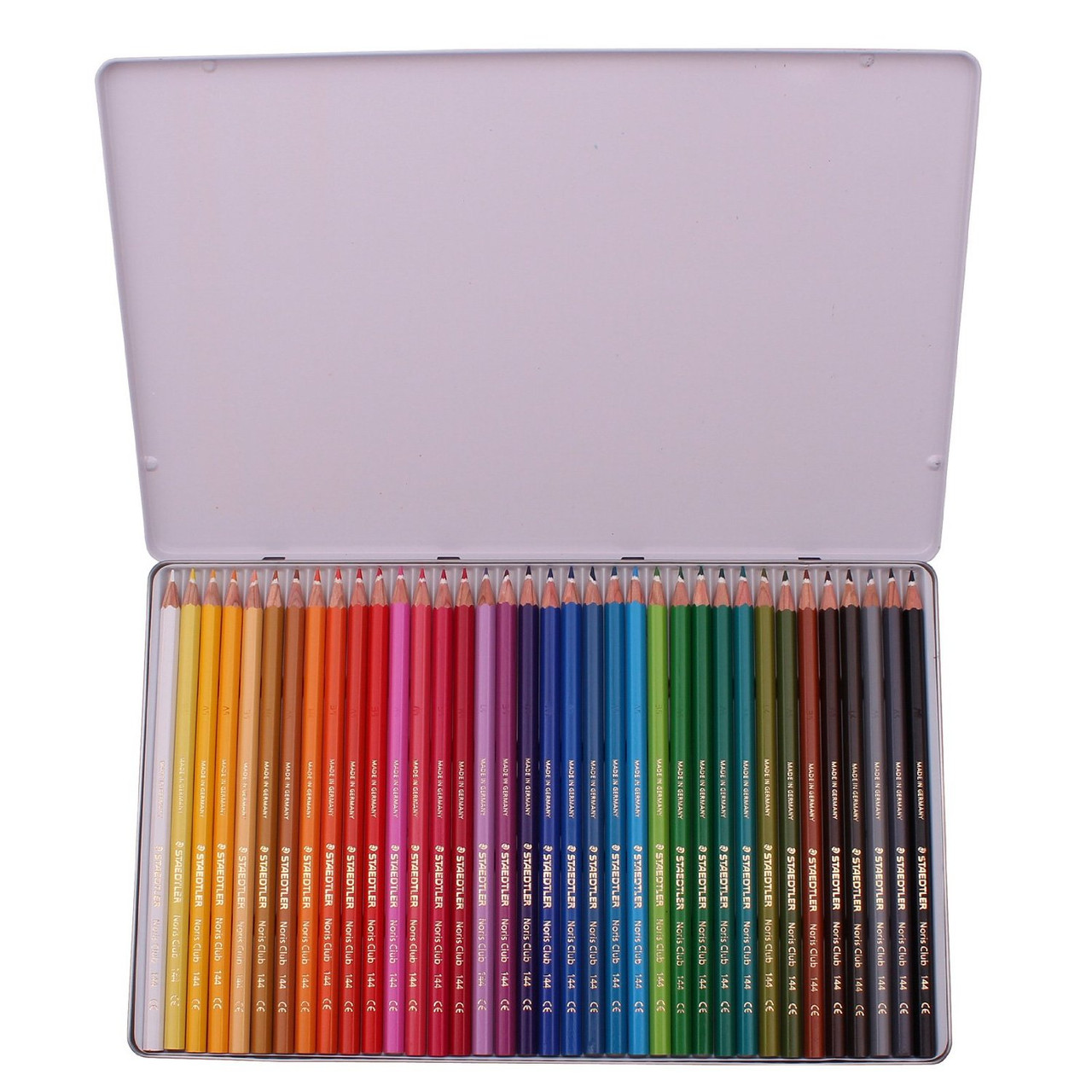 Staedtler Noris Club 145 SPM36 Colouring Pencils in Sport Design Tin Pack of 36 open box