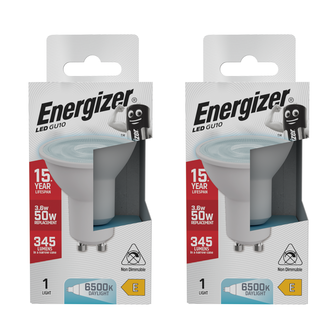 Energizer LED GU10 345lm 3.6W 6500K (Daylight) Lightbulb - Pack of 2