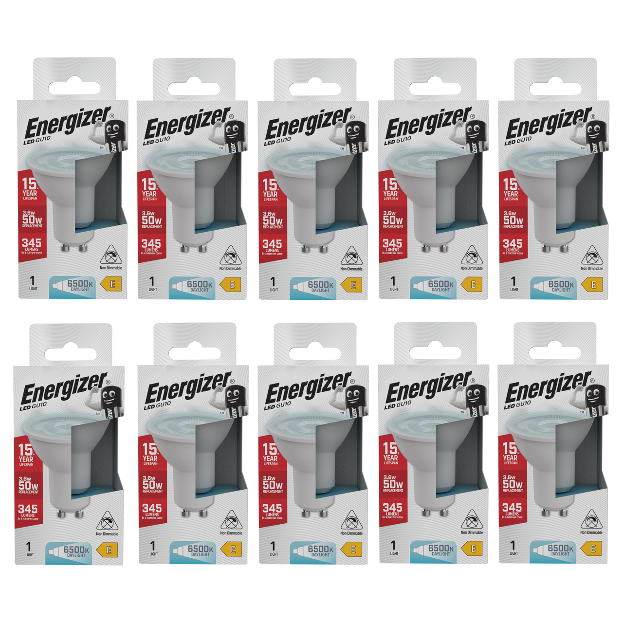 Energizer LED GU10 345lm 3.6W 6500K (Daylight) Light bulb - Pack of 10