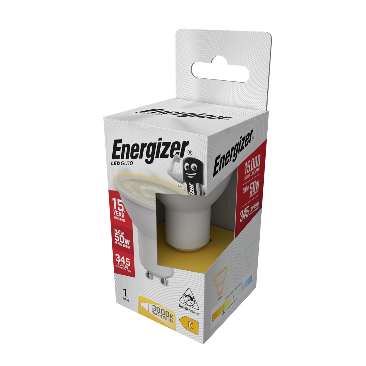 Energizer LED GU10 345lm 3.6W 3000K (Warm White) Light bulb - Pack of 10