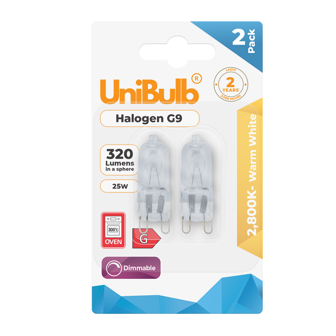 Shop for UniBulb Halogen G9 Capsule 320lm 40W 2800K (Warm White) - Pack of 2