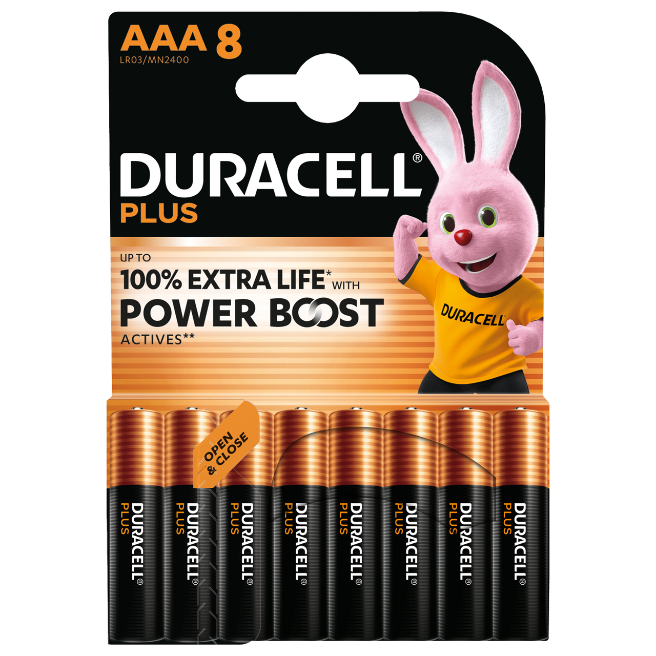 Duracell AAA Plus Power Batteries With Power Boost Actives - Pack of 8