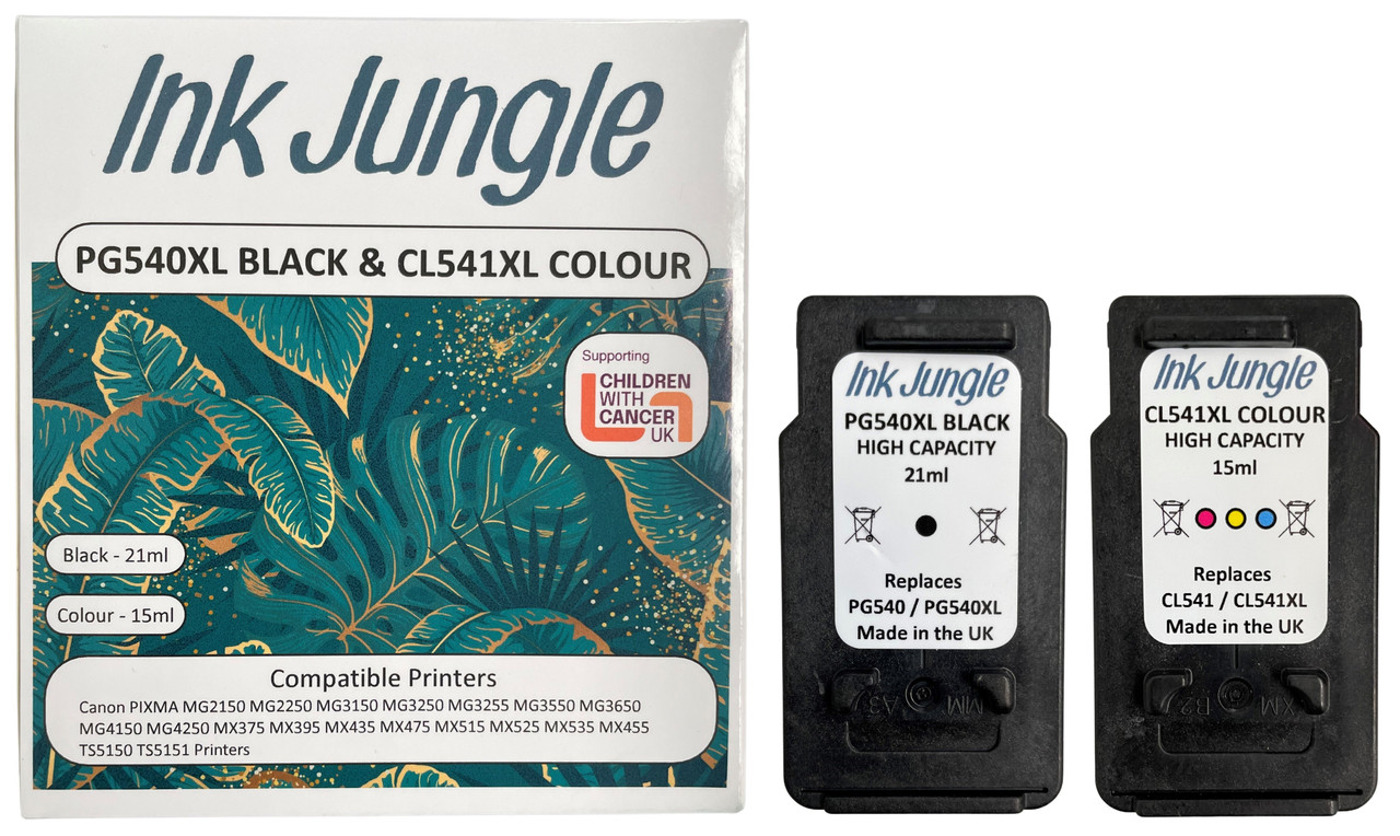 Refilled PG540XL Black & CL541XL Colour Ink Cartridge. £29.95.