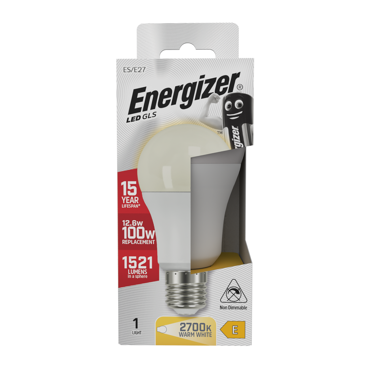 Energizer LED GLS E27 1521lm 12.6W 2700K (Warm White) Light Bulb - Pack of 1