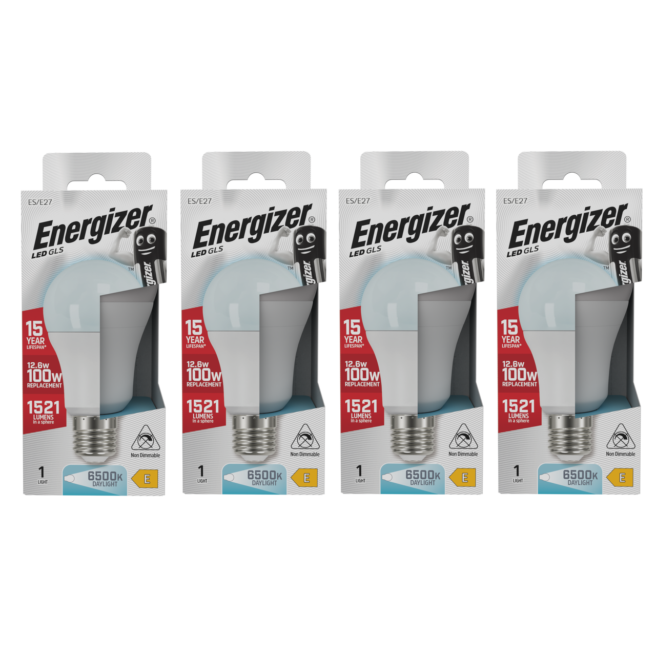 Energizer LED GLS E27 1521lm 12.6W 6500K (Daylight) Light Bulb - Pack of 4