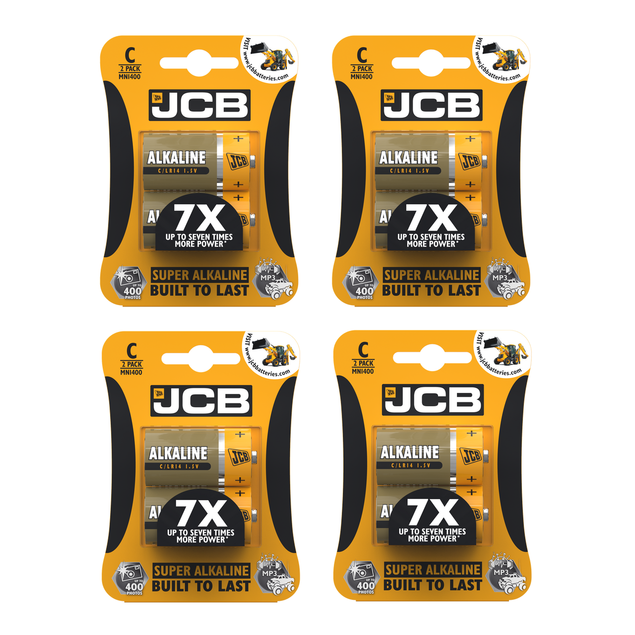 4x JCB C Size Super Alkaline Batteries - Pack of 2