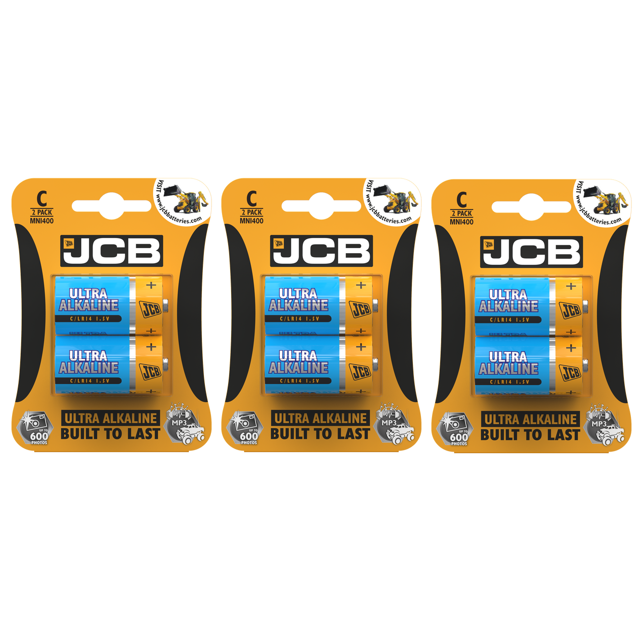 3x JCB C Size Super Ultra Batteries - Pack of 2