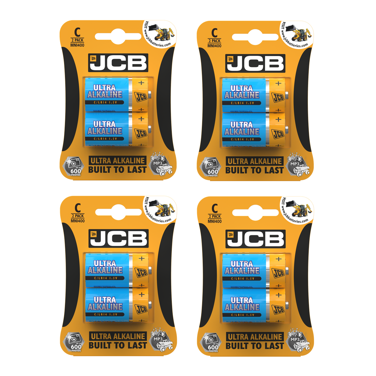 4x JCB C Size Super Ultra Batteries - Pack of 2