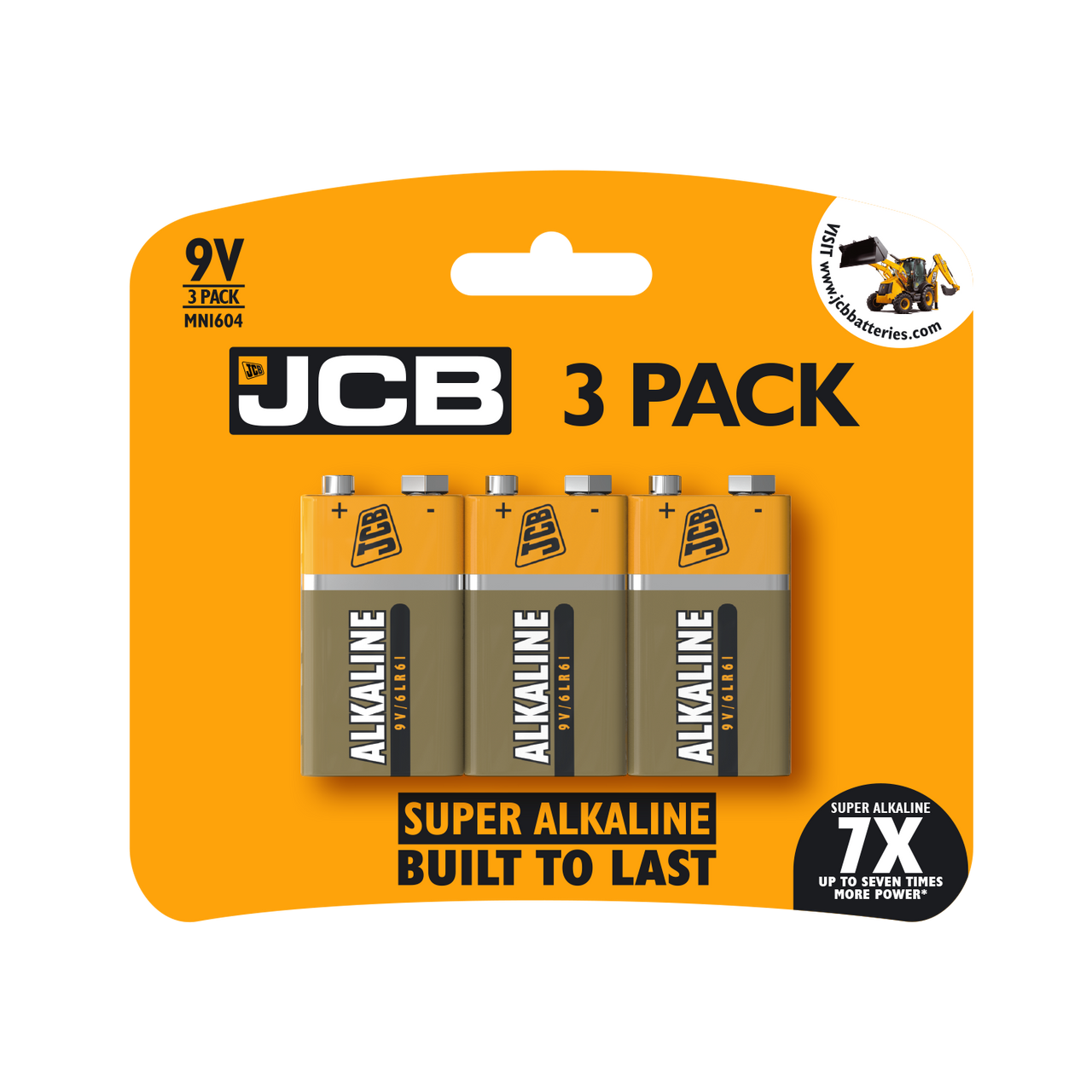 JCB 9V Alkaline Batteries - Pack of 3