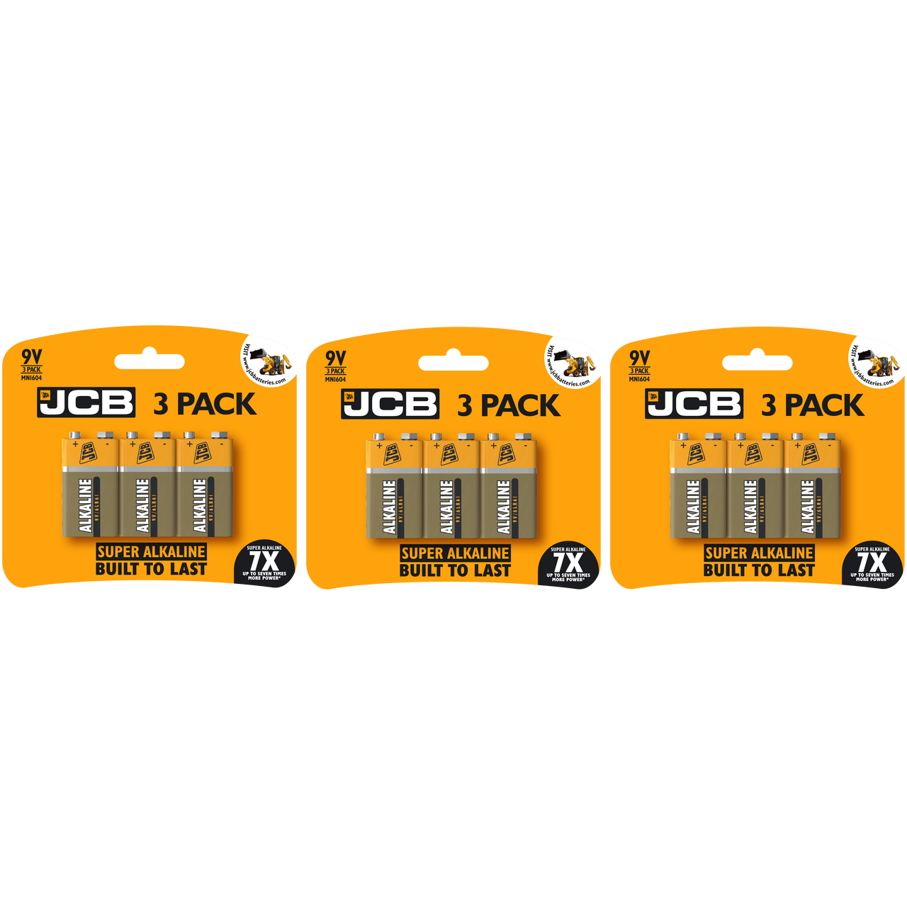 2x JCB 9V Alkaline Batteries - Pack of 3