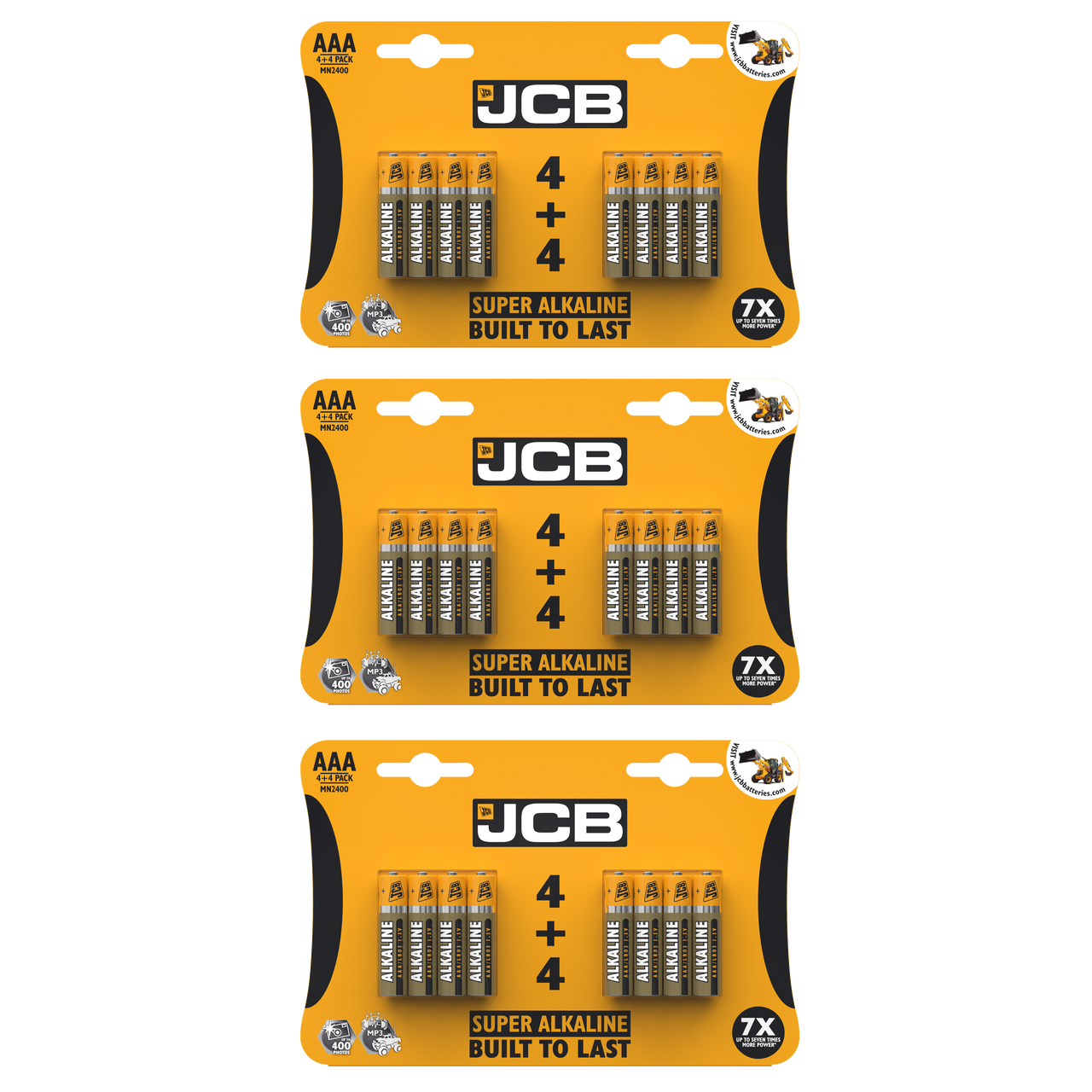 3x JCB AAA Super Alkaline Batteries - Pack of 4+4