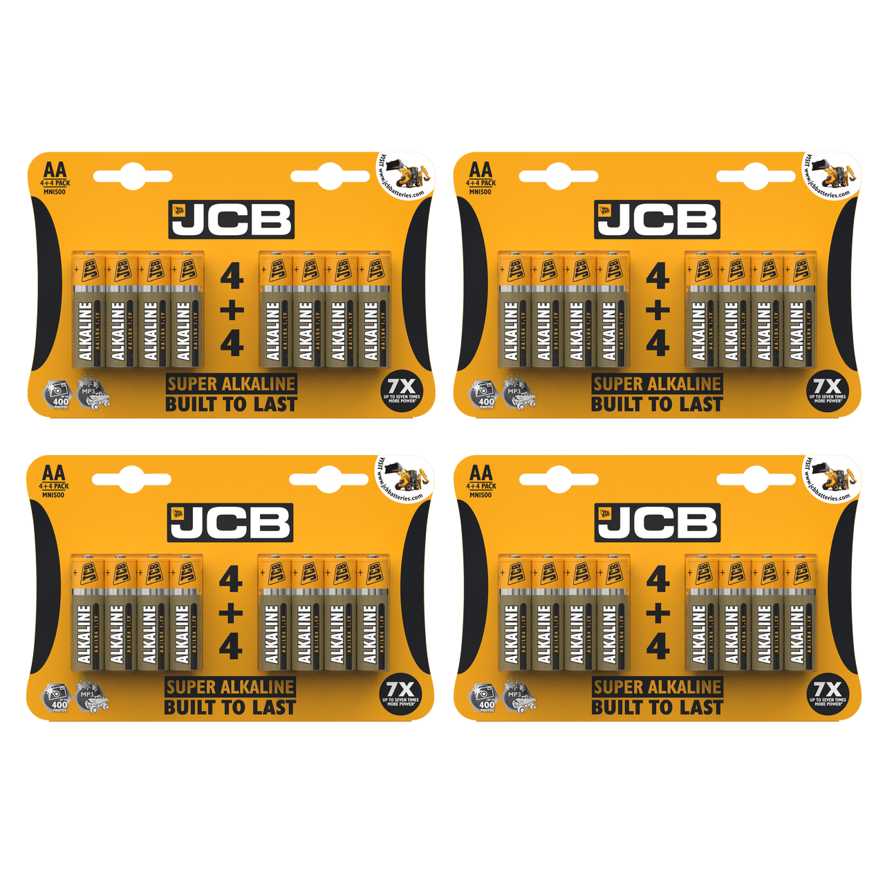 4x JCB AA Super Alkaline Batteries - Pack of 4+4