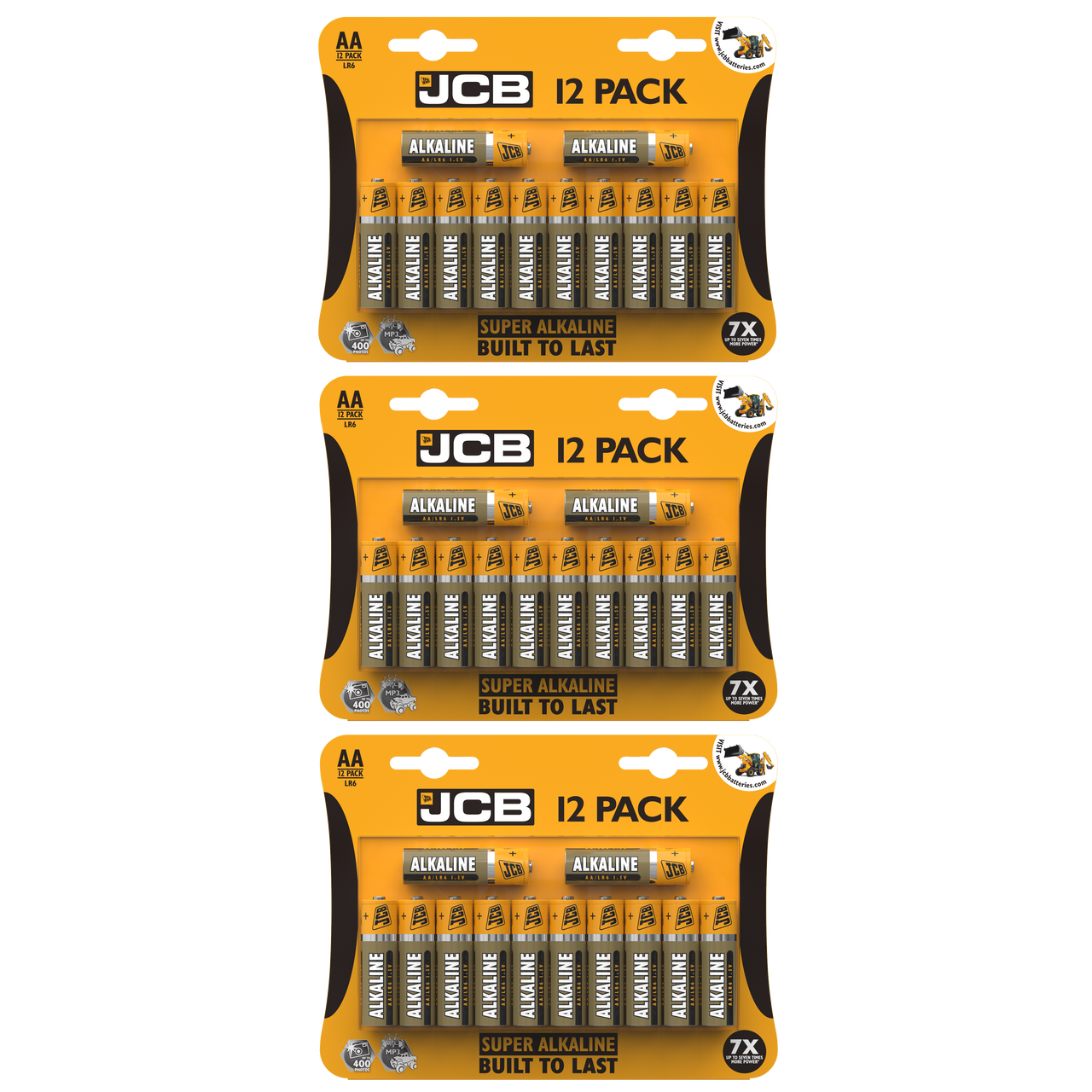 3x JCB AA Super Alkaline Batteries - Pack of 12
