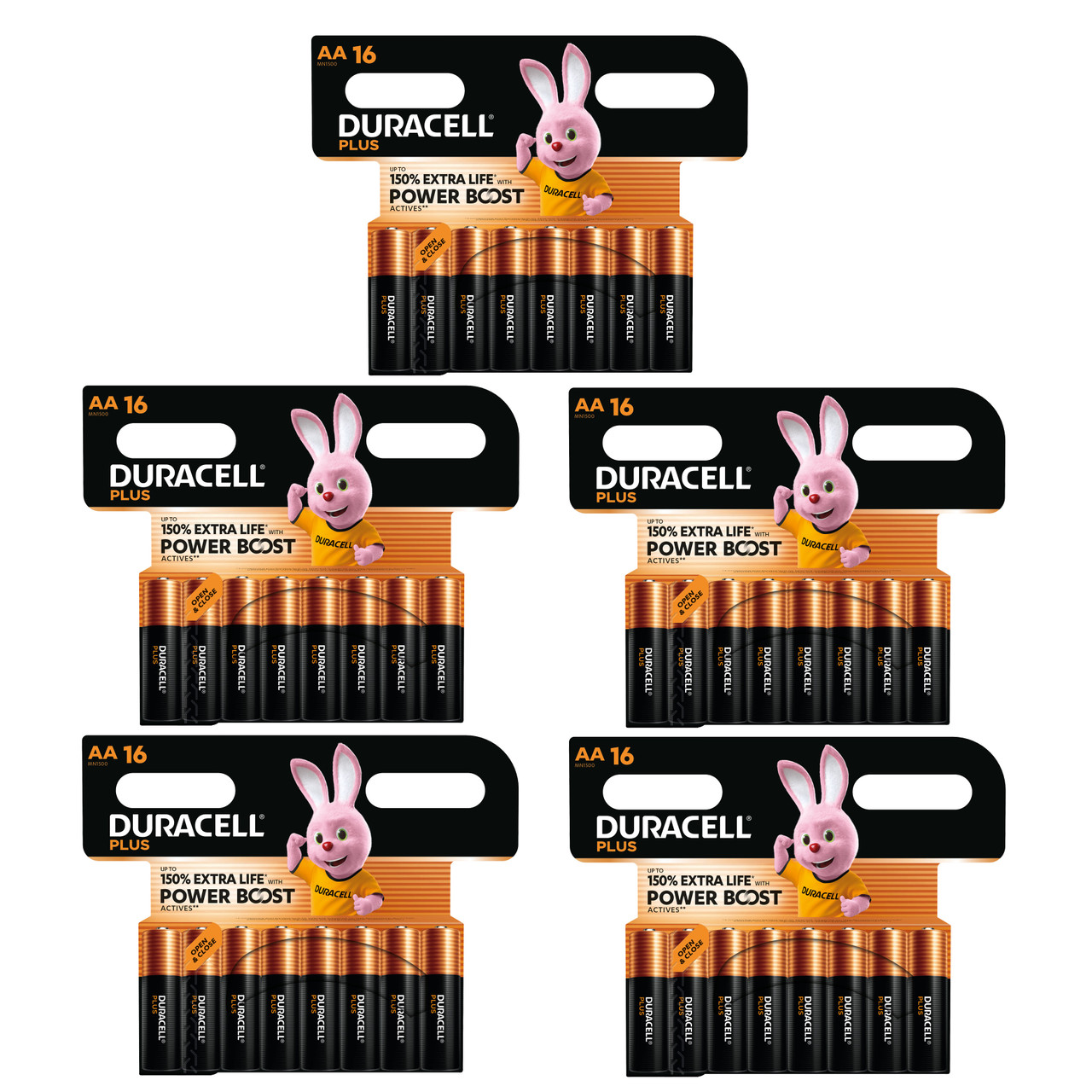 5x Duracell AA Plus Power Batteries With Power Boost Actives - Pack of 16 5x Duracell AA Plus Power Batteries With Power Boost Actives - Pack of 16