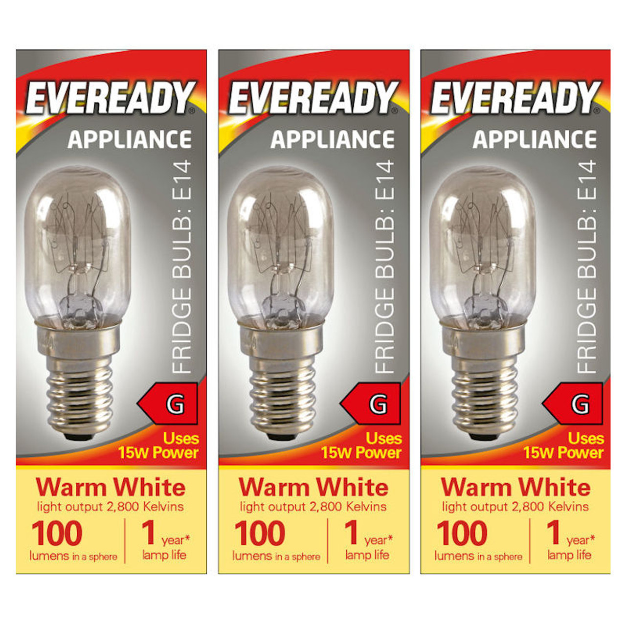 Eveready Pygmy E14 100lm 15W 2800K (Warm White) - Pack of 3 freezer bulb
