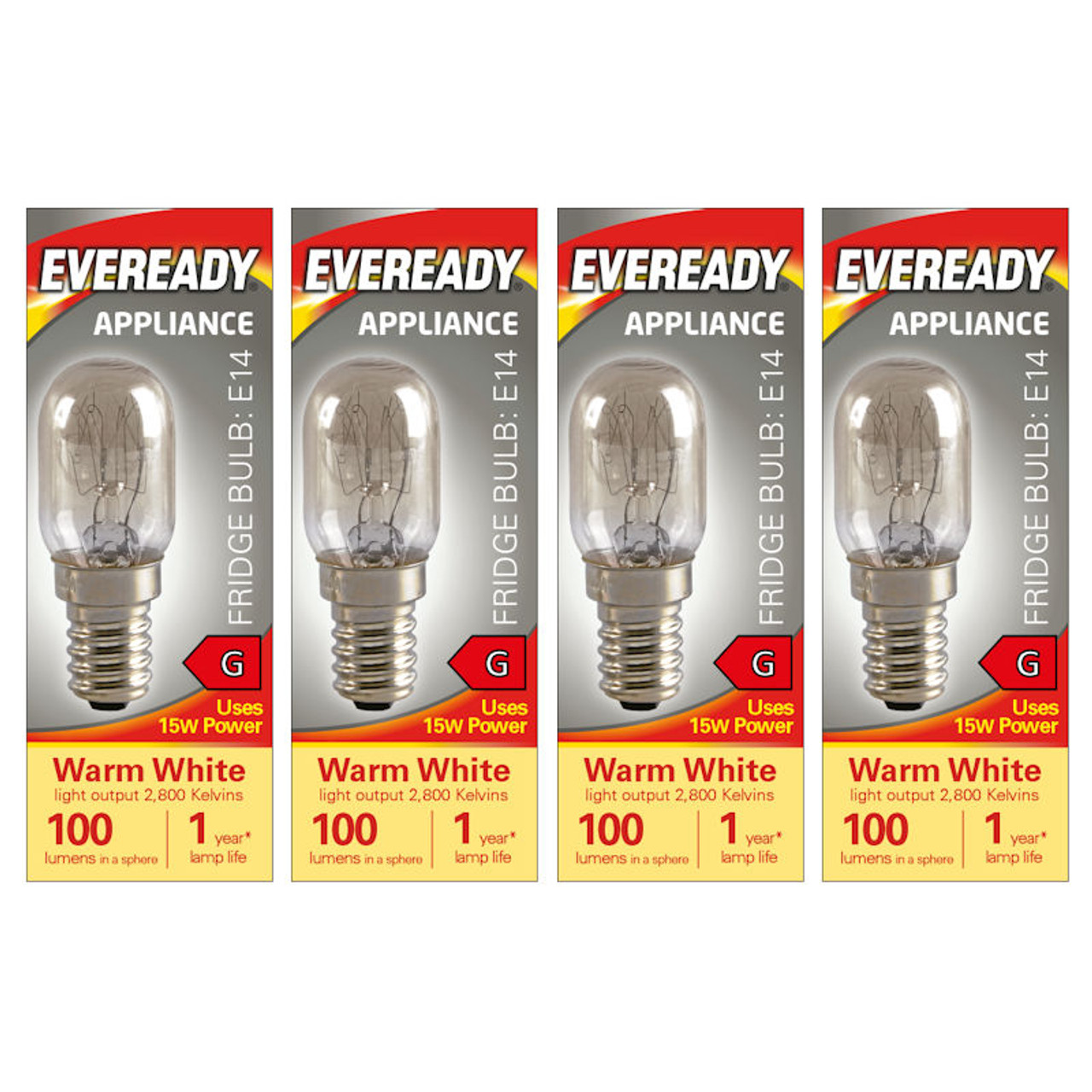 Eveready Pygmy E14 100lm 15W 2800K (Warm White) - Pack of 4 freezer bulb