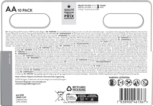 Eveready AA Super Heavy Duty Zinc Batteries - Pack of 10 (8+2)