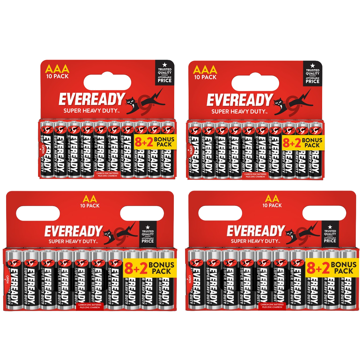 20x AA & 20x AAA Eveready Super Heavy Duty Zinc Batteries (40x Batteries)