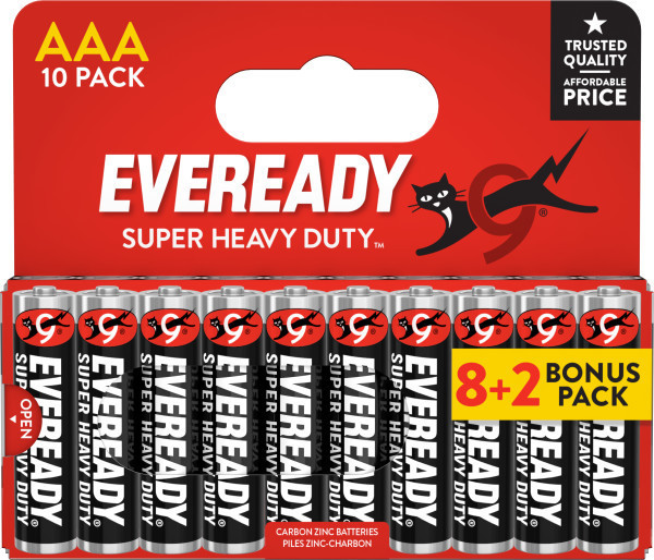 10x AA & 20x AAA Eveready Super Heavy Duty Zinc Batteries (30x Batteries)