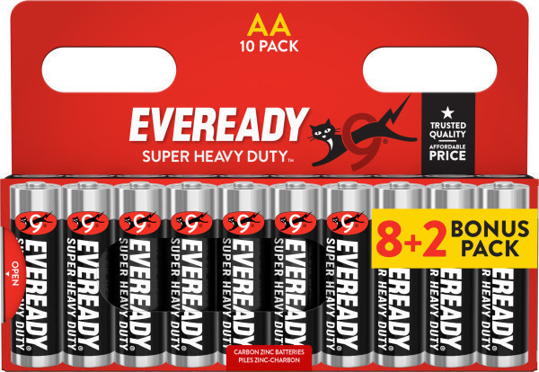 20x AA & 30x AAA Eveready Super Heavy Duty Zinc Batteries (50x Batteries)