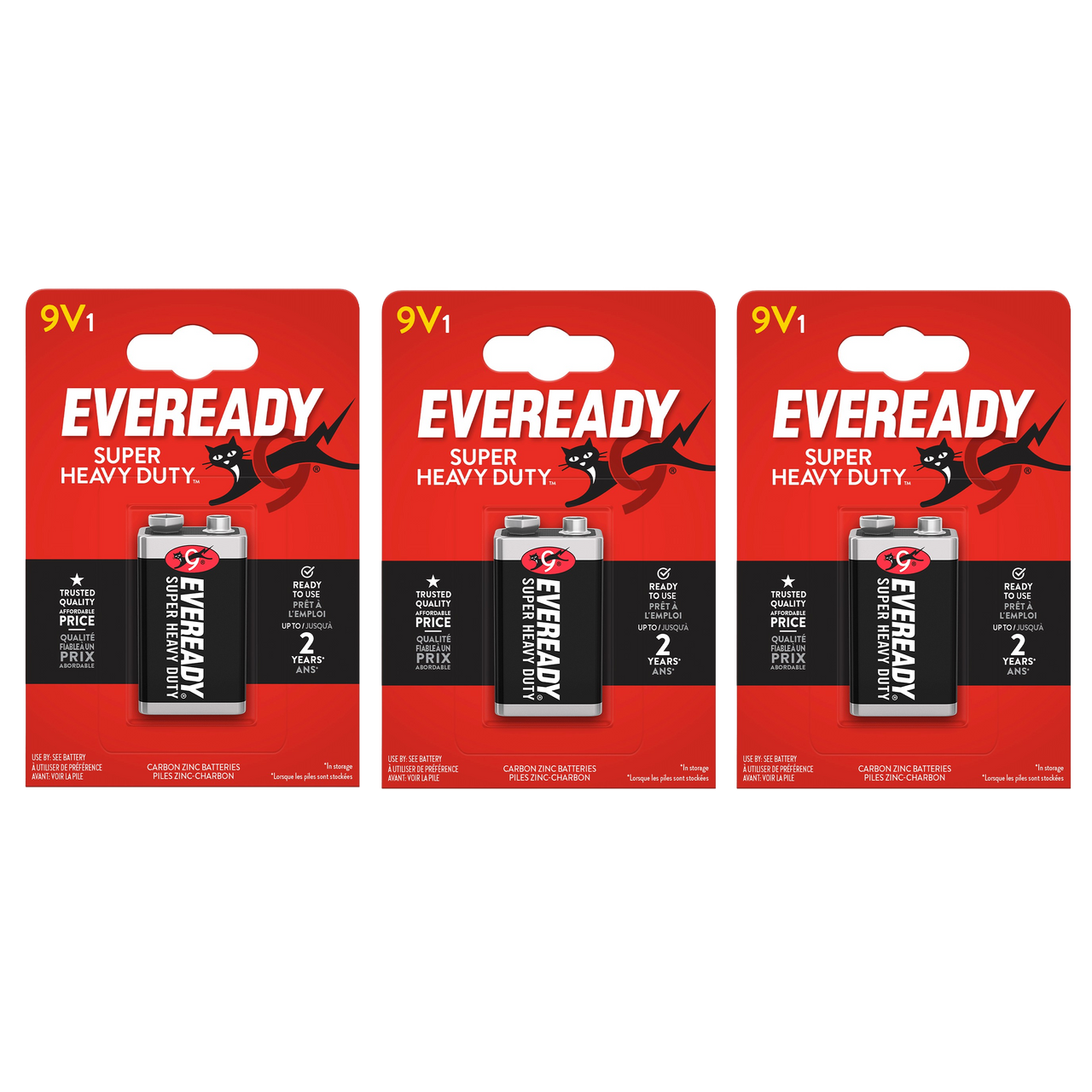 3x Eveready Super Heavy Duty 9V Zinc Battery, Pack of 1 (3x Batteries in total)