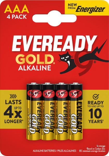 Eveready Gold AAA Alkaline Batteries, Pack of 4