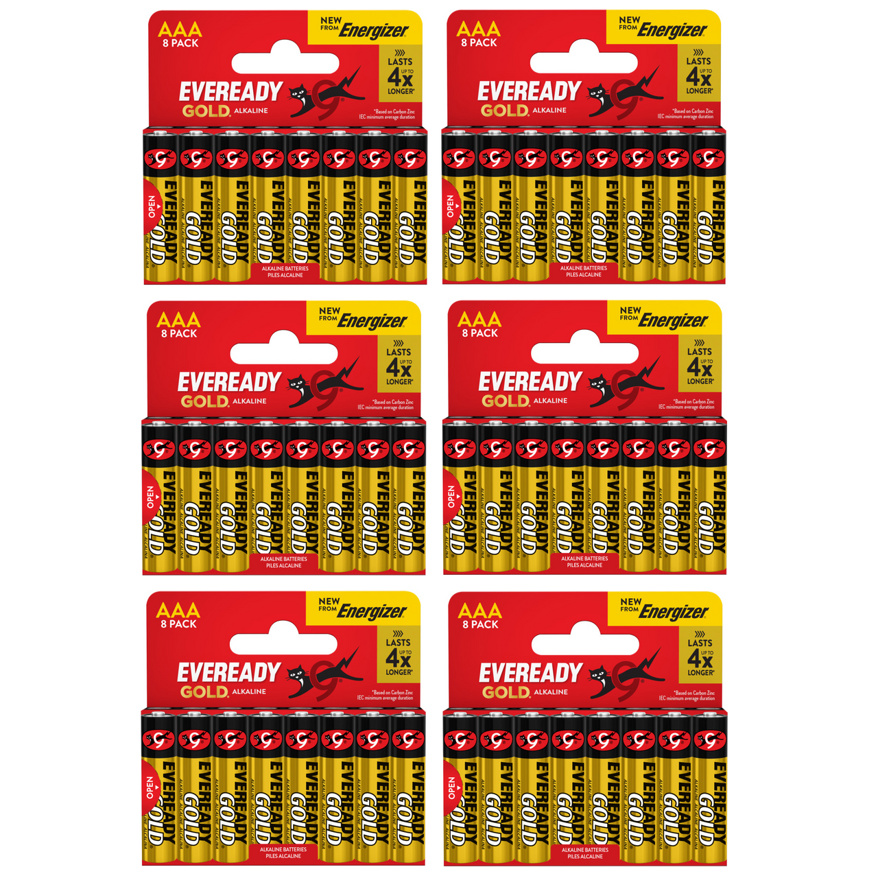 6x Eveready Gold AAA Alkaline Batteries, Pack of 8 48x batteries