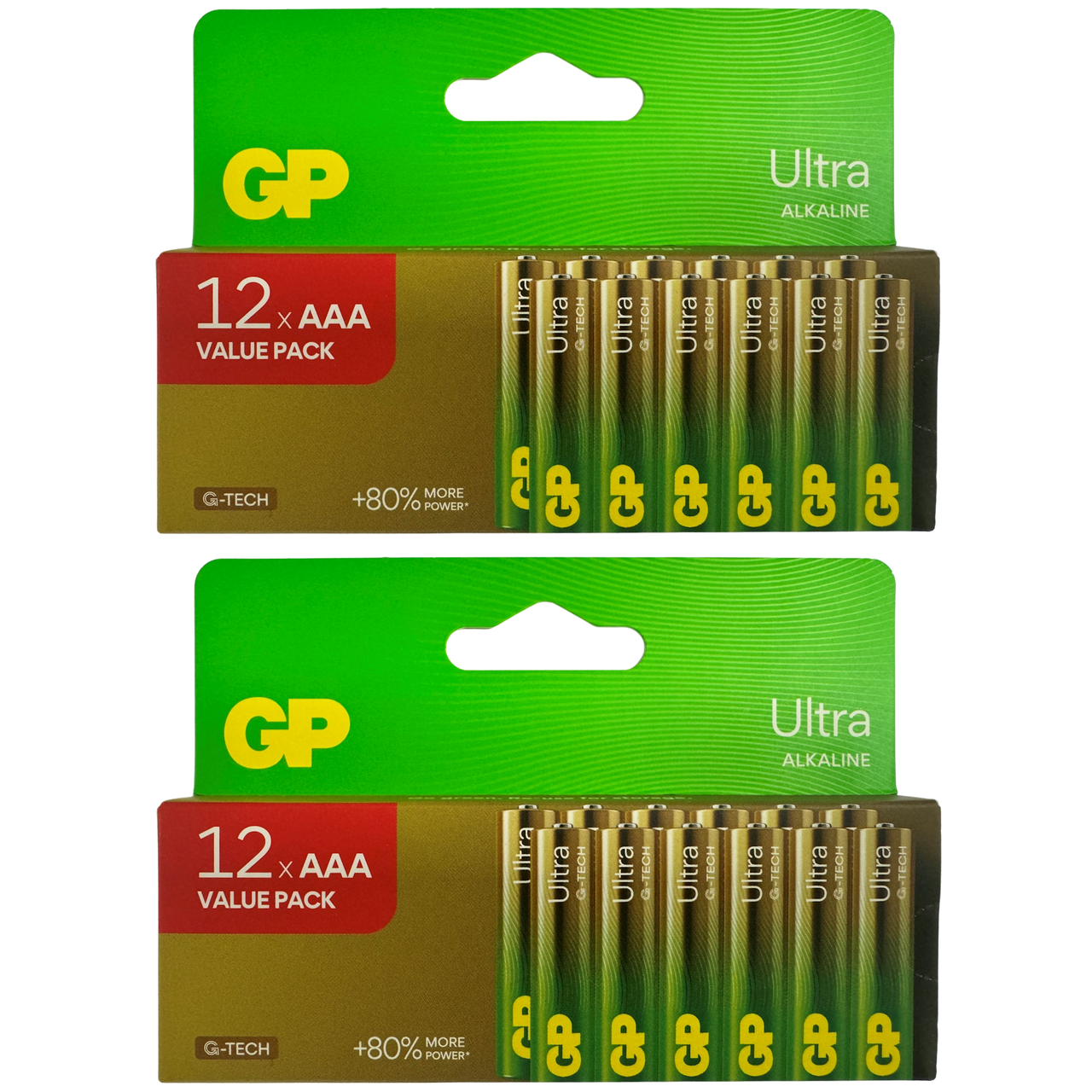 2x GP Ultra AAA Alkaline Batteries, Pack of 24