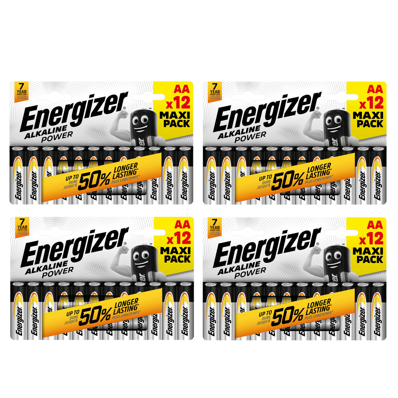 Energizer Alkaline Power AA Batteries, Pack of 48