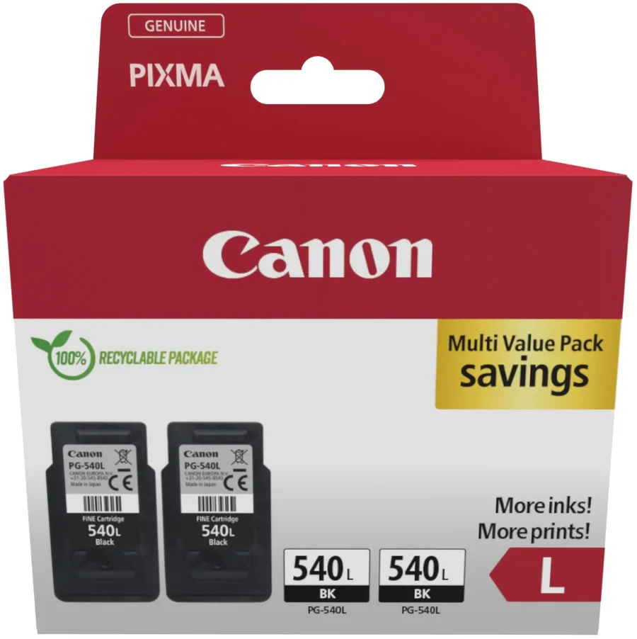 2x Original Canon PG540L Black Ink Cartridges PG540XL 5224B010AA 8714574686868 8714574686868 8714574669618