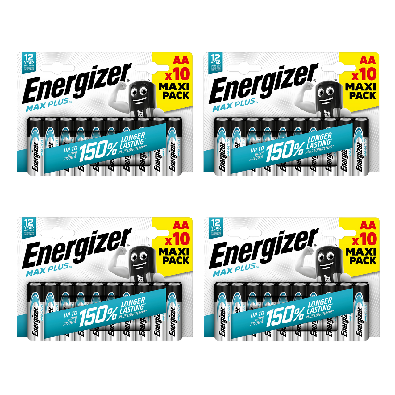 4x Energizer AA Max Plus Alkaline Batteries - Pack of 10 (40x batteries)