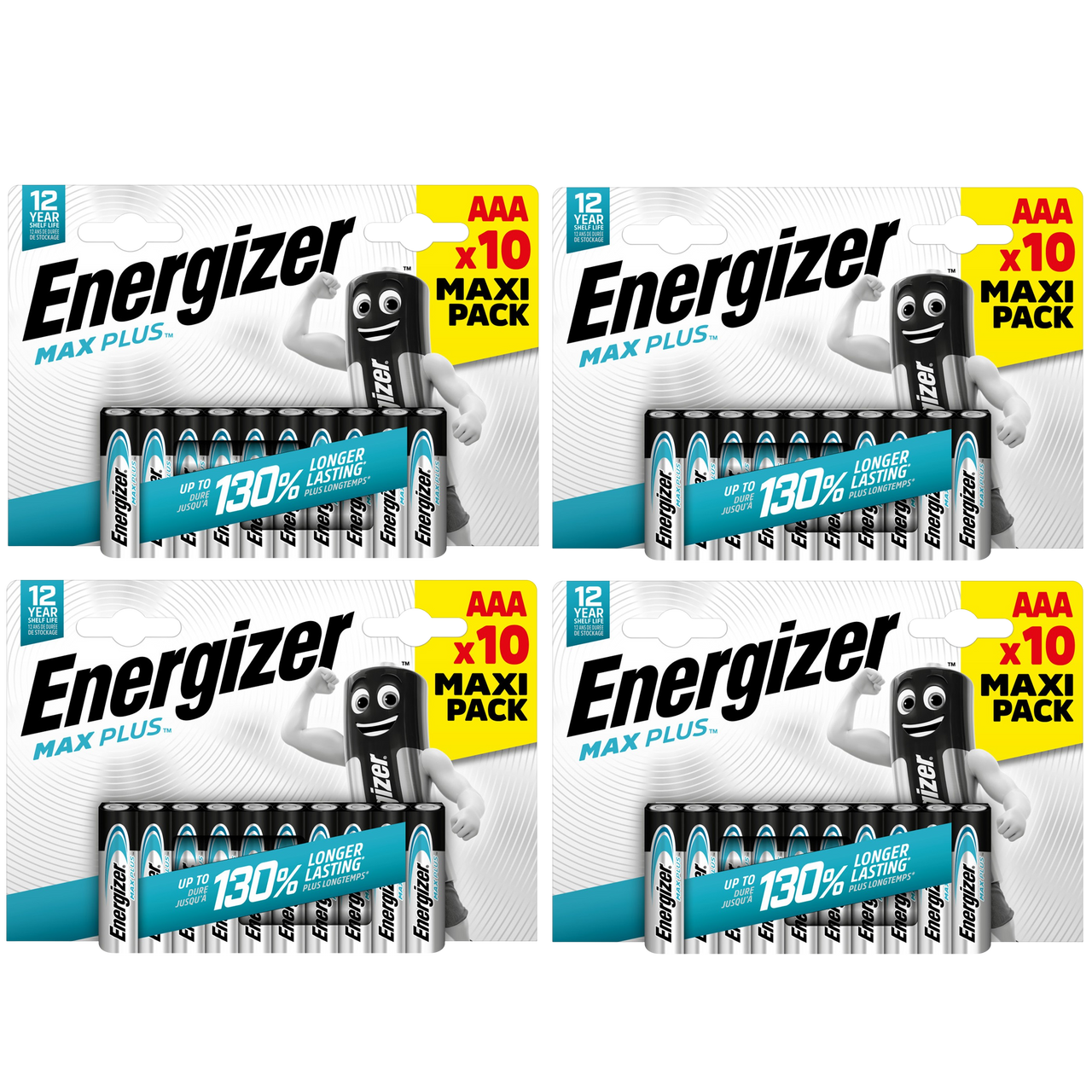 4x Energizer AAA Max Plus Alkaline Batteries - Pack of 10 (40x batteries)