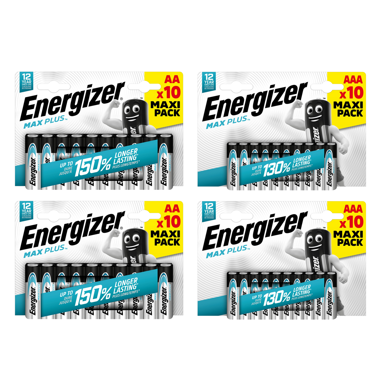 Energizer AA & AAA Max Plus Alkaline Batteries - 20x AA and 20x AAA