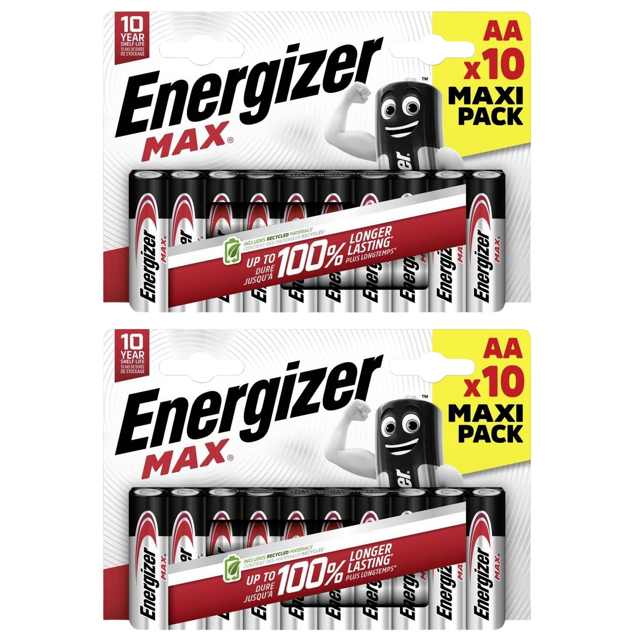 2x Energizer AA Max Alkaline Batteries - Pack of 10 (20x Batteries in total)