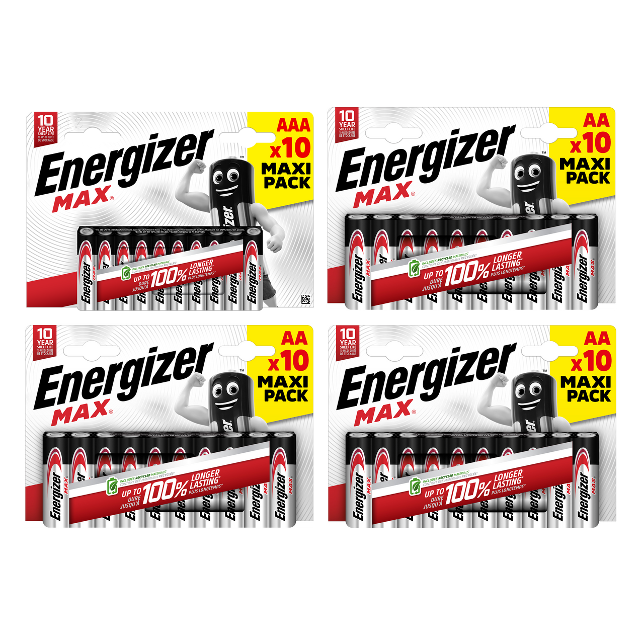 Energizer AA & AAA Max Alkaline Batteries - 30x AA & 10x AAA (40x Batteries in total)