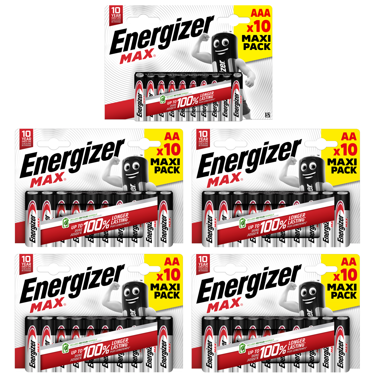 Energizer AA & AAA Max Alkaline Batteries - 40x AA & 10x AAA (50x Batteries in total)