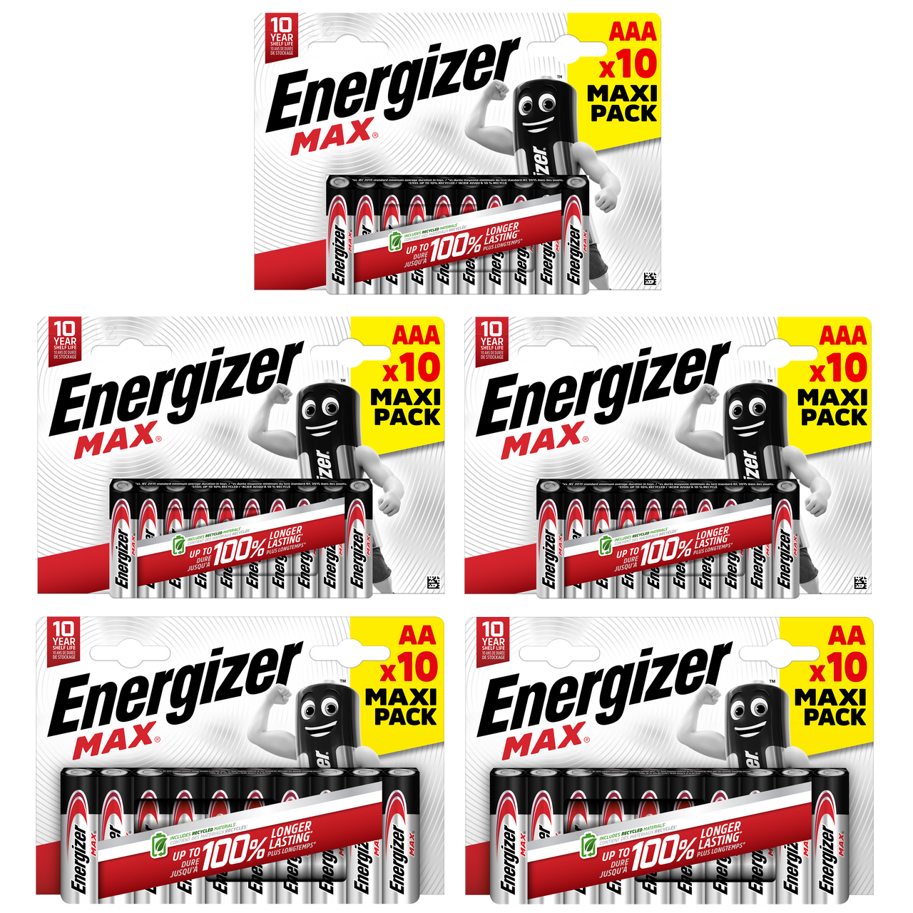 Energizer AA & AAA Max Alkaline Batteries - 30x AA & 20x AAA (50x Batteries in total)